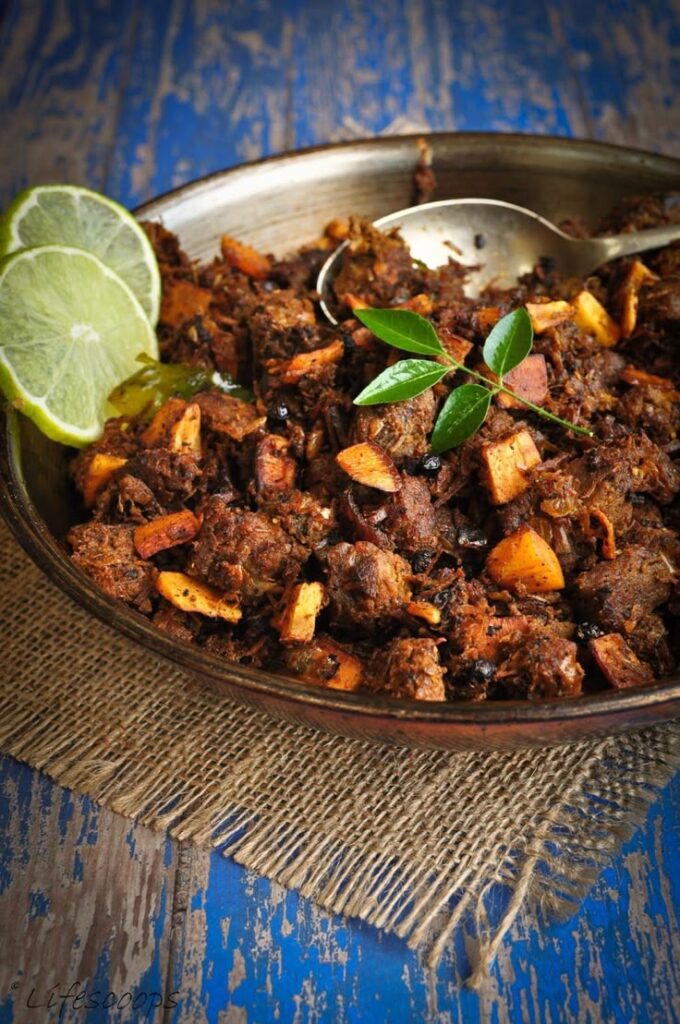 erachi ullarthiyadu traditional kerala style spiced beef roast with coconut